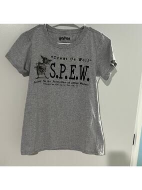 Harry Potter S.P.E.W. Dobby Graphic T Shirt Gray Women's Large Hermione Granger
